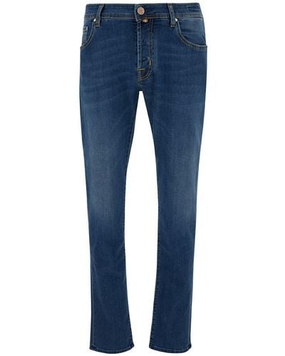 Jacob Cohen Slim Low Waisted Jeans With Patch - Blue