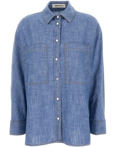 Semicouture Denim Oversize Shirt - Blue