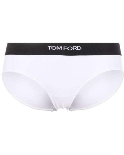 Tom Ford Slip 'signature boy short' con fascia logo in jersey stretch - Bianco