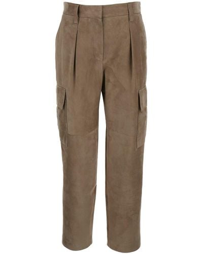 Brunello Cucinelli Straight Light Trousers With Pockets - Natural