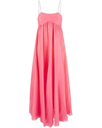 Forte Forte 'Habotai' Long Dress With High-Waist Point In - Pink