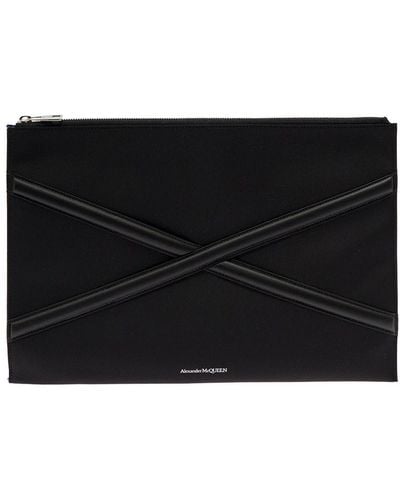 Alexander McQueen Harness Logo-print Clutch Bag - Black
