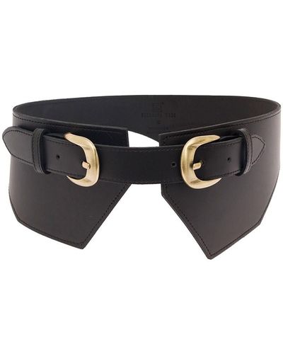 FEDERICA TOSI Belt With Two Buckles In Calf Leather Woman - Black