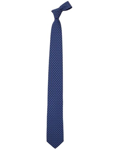 Ferragamo Tie With Gancini Print - Blue