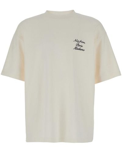 Drole de Monsieur Crew Neck T-Shirt With Print - White