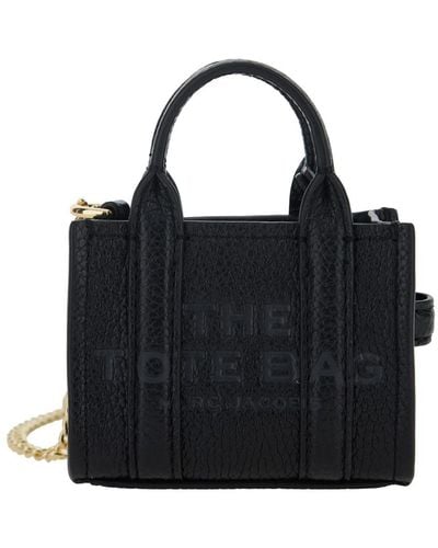 Marc Jacobs 'The Nano Tote Bag' Key-Chain With Embossed Logo In - Black