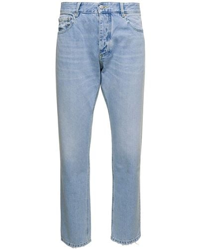ICON DENIM Jeans A Cinque Tasche 'Kanye' Con Patch Logo - Blu