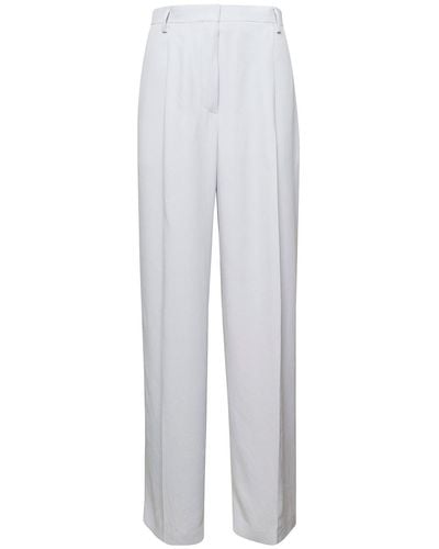 Dries Van Noten White Trousers With Pressed Crease In Acetate Woman