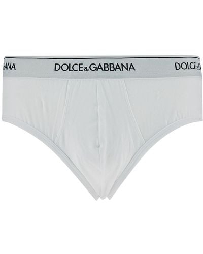 Dolce & Gabbana White Briefs With Branded Waistband In Cotton
