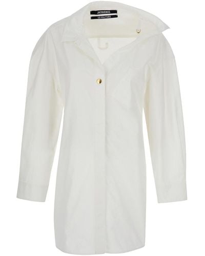 Jacquemus 'La Mini Robe Chemise' Shirt Dress - White