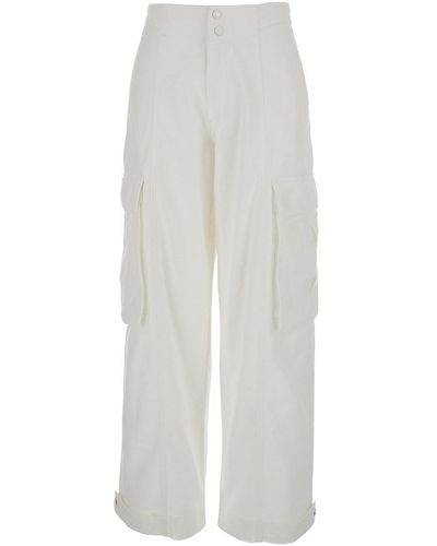 FRAME Wide Cargo Jeans With Patch Pockets - White
