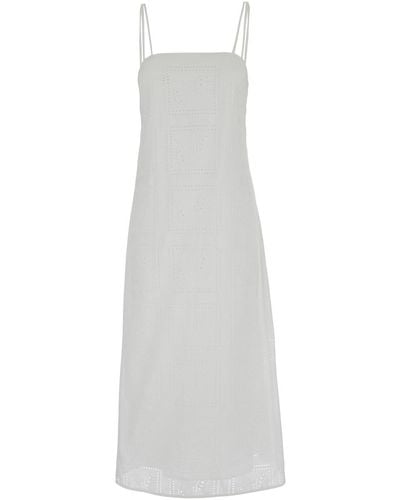 Tory Burch Midi Dress With Embroidery - White