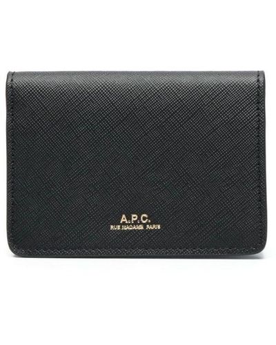 A.P.C. 'Stefan' Bi-Fold Wallet With Logo Print - Grey