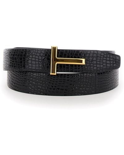 Tom Ford Belt With T Buckle - Black