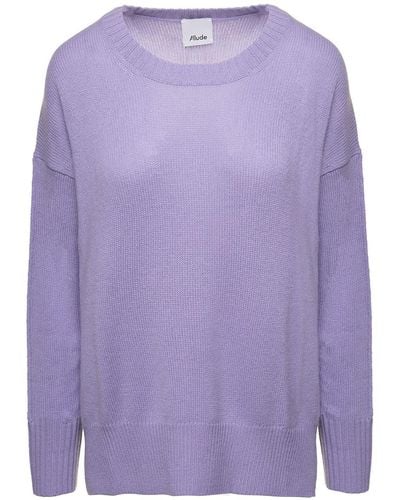 Allude Sweater With U Neckline - Purple