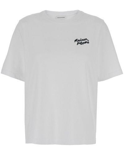 Maison Kitsuné T-Shirt With Logo Handwriting Print - White