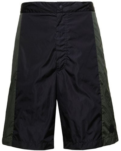 Moncler Bermuda Shorts With Tonal Logo Embroidery - Blue