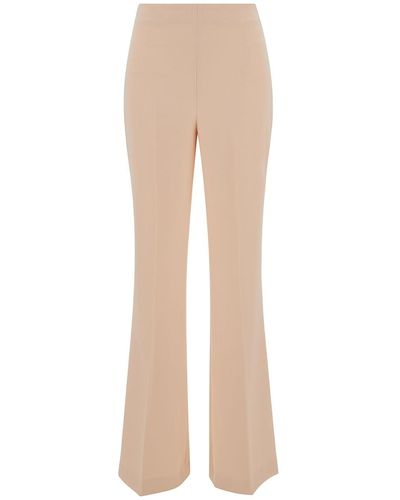 Twin Set Light Flared Trousers With Oval T Patch - Natural