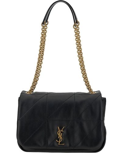 Saint Laurent 'small Jamie 4.3' Crossbody Bag With Cassandre Detail In Quilted Leather - Black