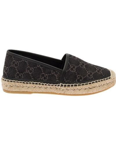 Gucci And Espadrilles With Gg Motif - Black