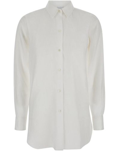 Plain Shirt With Buttons - White