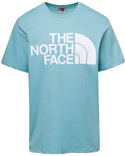 The North Face T-Shirt Girocollo Con Stampa Logo A Contrasto Sul Front - Blu