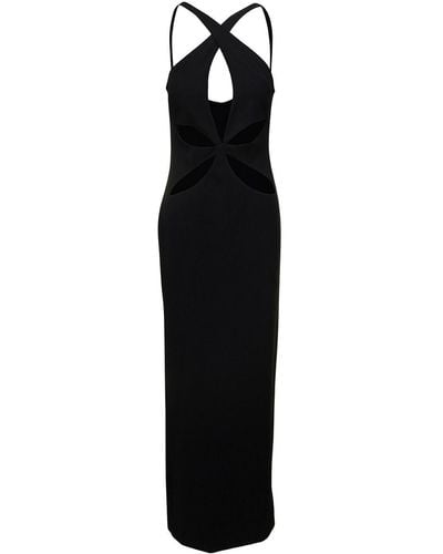 Monot Halterneck Petal Cutout Dress - Black
