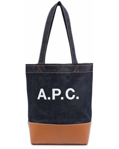 A.P.C. Axel Cotton Small Shopping Bag - Blue