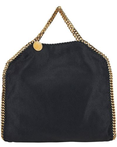 Stella McCartney '3chain' Black Tote Bag With Logo Engraved On Charm In Faux Leather Woman - Blue
