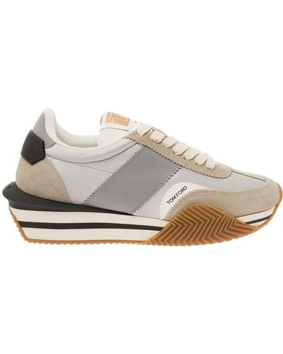 Tom Ford 'James' And Low Top Sneakers With Logo Detail In - White