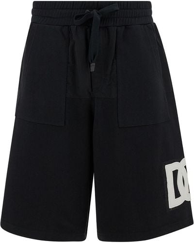 Dolce & Gabbana Bermuda Shorts With Contrasting Dg Patch - Black