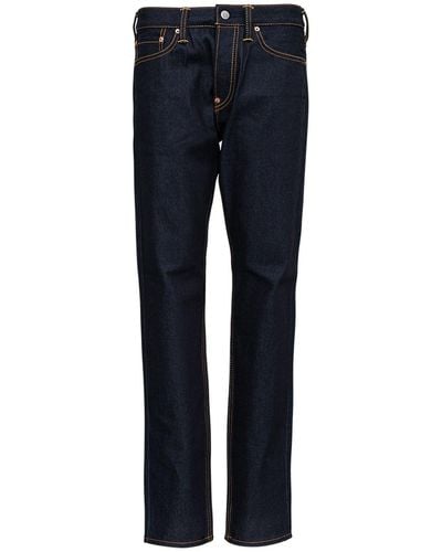 Evisu E Denim Jeans With Multicolour Back Print - Blue