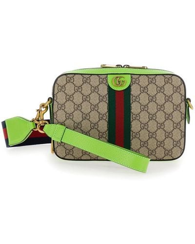 Gucci 'Small Ophidia Gg' And Ebony Crossbody Bag With Web Detail - Green