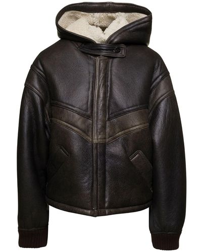 Giorgio Brato Shearling Jacket With Zip Fastening In Leather - Black
