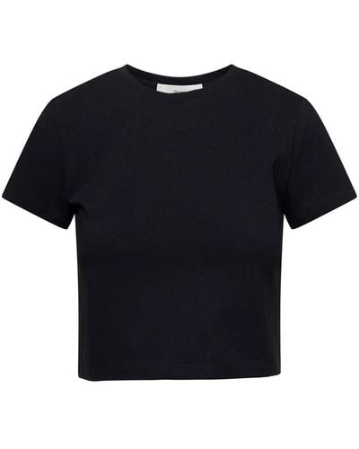 DUNST T-Shirt Girocollo Crop Nera - Blu