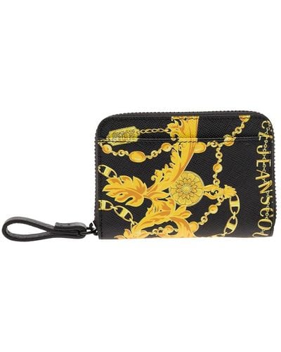 Versace Jeans Couture Zip-Around Wallet With Barocco Print - Black
