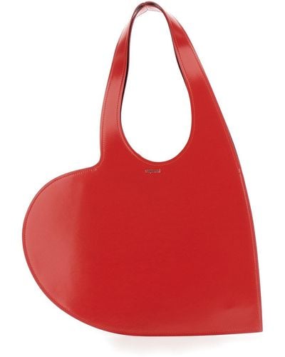 Coperni Gloss Leather Mini Heart Tote Bag - Red
