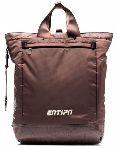 ENTERPRISE JAPAN Man's Fabric Backpack With Logo - Brown
