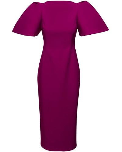 Solace London Fuchsia 'The Lora' Midi Dress - Purple