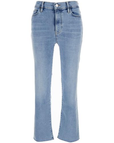 FRAME Jeans 'Le High Straight' Con Cuciture A Contrasto - Blu