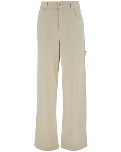 Isabel Marant 'Bymara' Five-Pocket Jeans With Logo Patch - Natural