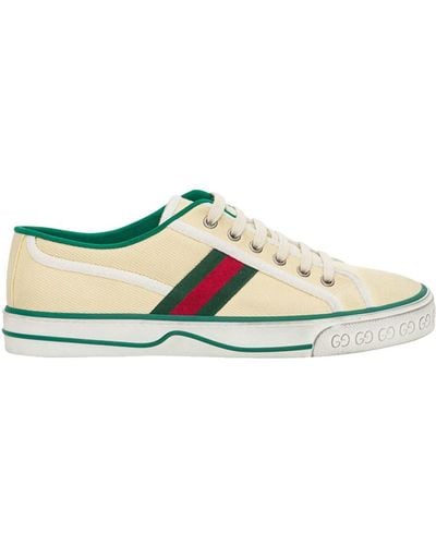Gucci 'Tennis 1977' Cream Low Top Sneakers With Web Detail And P - White