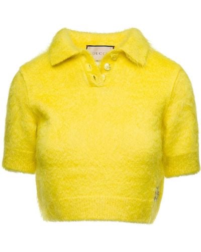 Gucci Wool-cashmere-silk Polo Shirt - Yellow