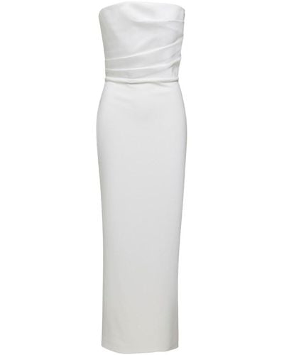 Solace London Draped Maxi Dress With - White