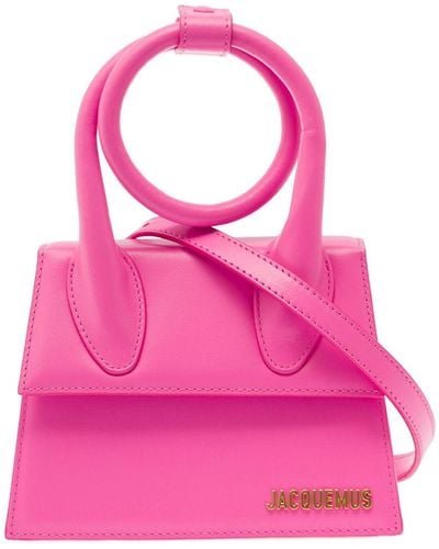 Jacquemus 'Le Chiquito Noeud' Fuchsia Crossbody Bag With Logo Detail - Pink