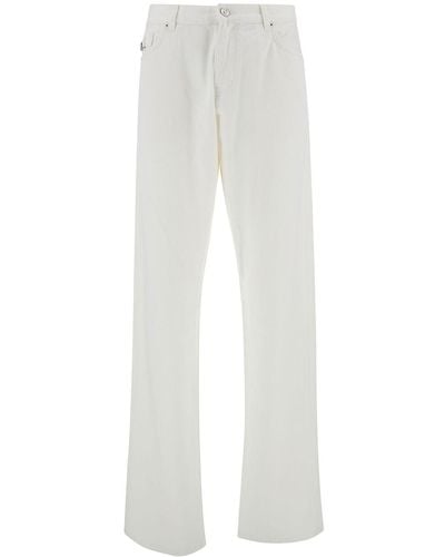 Versace Five-Pocket Jeans With Logo Patch - White