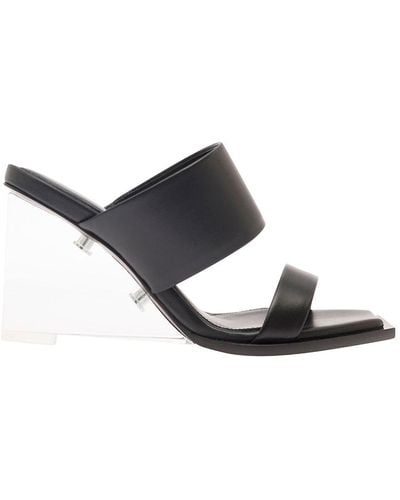 Alexander McQueen Plexi Runway Leather Wedge Sandals - Black