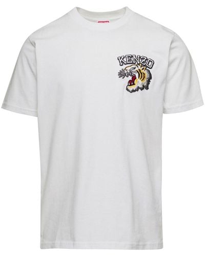 KENZO Slim T-Shirt With Tiger Patch - White