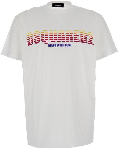 DSquared² Crewneck T-Shirt With Logo Print - White