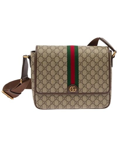 Gucci 'Ophidia' And Ebony Crossbody Bag With Web Detail - Brown